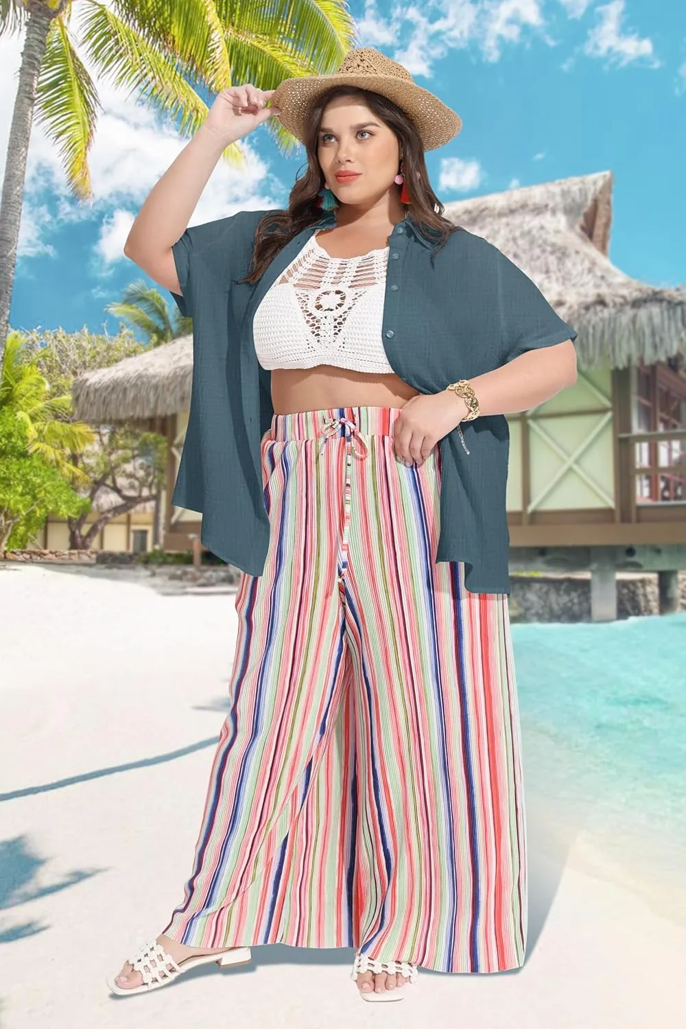 RITERA Womens Plus Size Tops Button Down Roll-Up Cuffed Short Sleeve Casual Shirts Collared Summer Lightweight Blouse XL-5XL