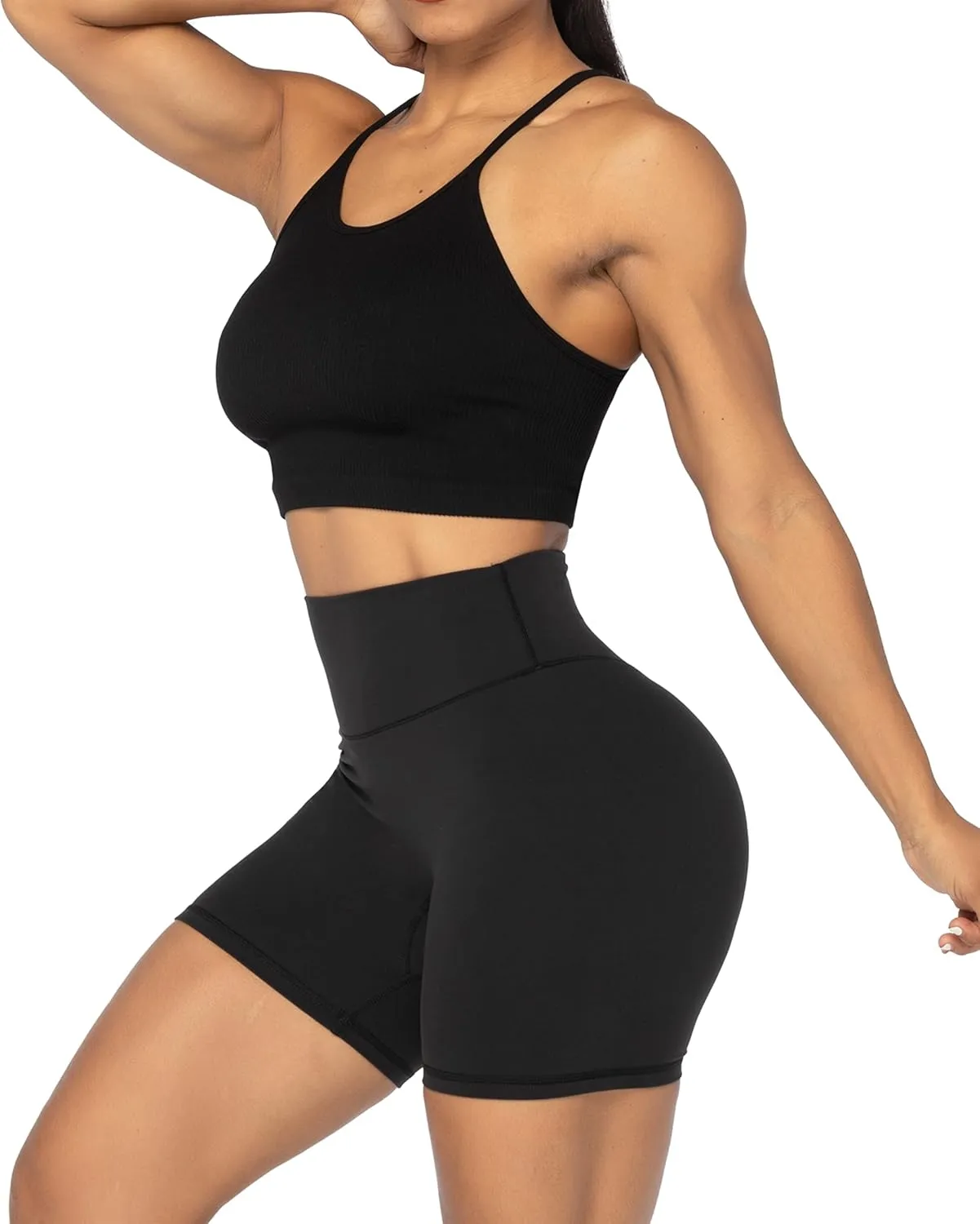 Sunzel No Front Seam High Waist Biker Shorts for Women, Squat Proof Yoga Workout Gym Bike Shorts