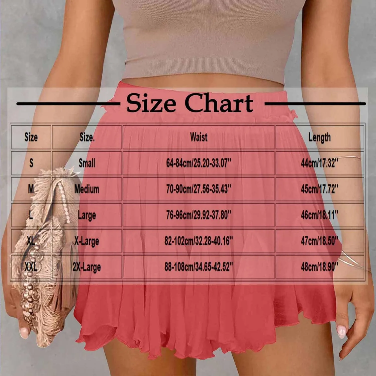 TANGNADE Women Flowy Skirt Summer Dressy Casual Boho Ruffle Mini Skirts Pleated High Waist Cute Skorts Trendy Clothes