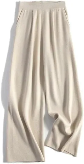 Wide Leg Wool-Blend Winter Trousers for Women