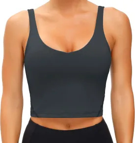 Wjustforu Women's Tank Top Padded Sports Bra Running Workout Yoga Crop Top