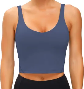 Wjustforu Women's Tank Top Padded Sports Bra Running Workout Yoga Crop Top