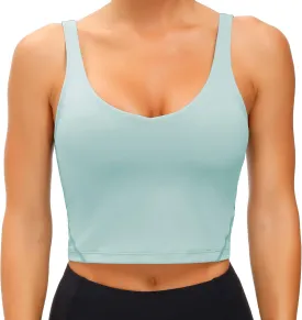 Wjustforu Women's Tank Top Padded Sports Bra Running Workout Yoga Crop Top
