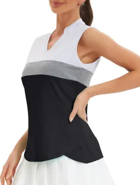 Womens Golf Shirt V Neck Sleeveless Polo Shirts Athletic Tennis Tank Tops Moisture Wicking Lightweight Sports Top