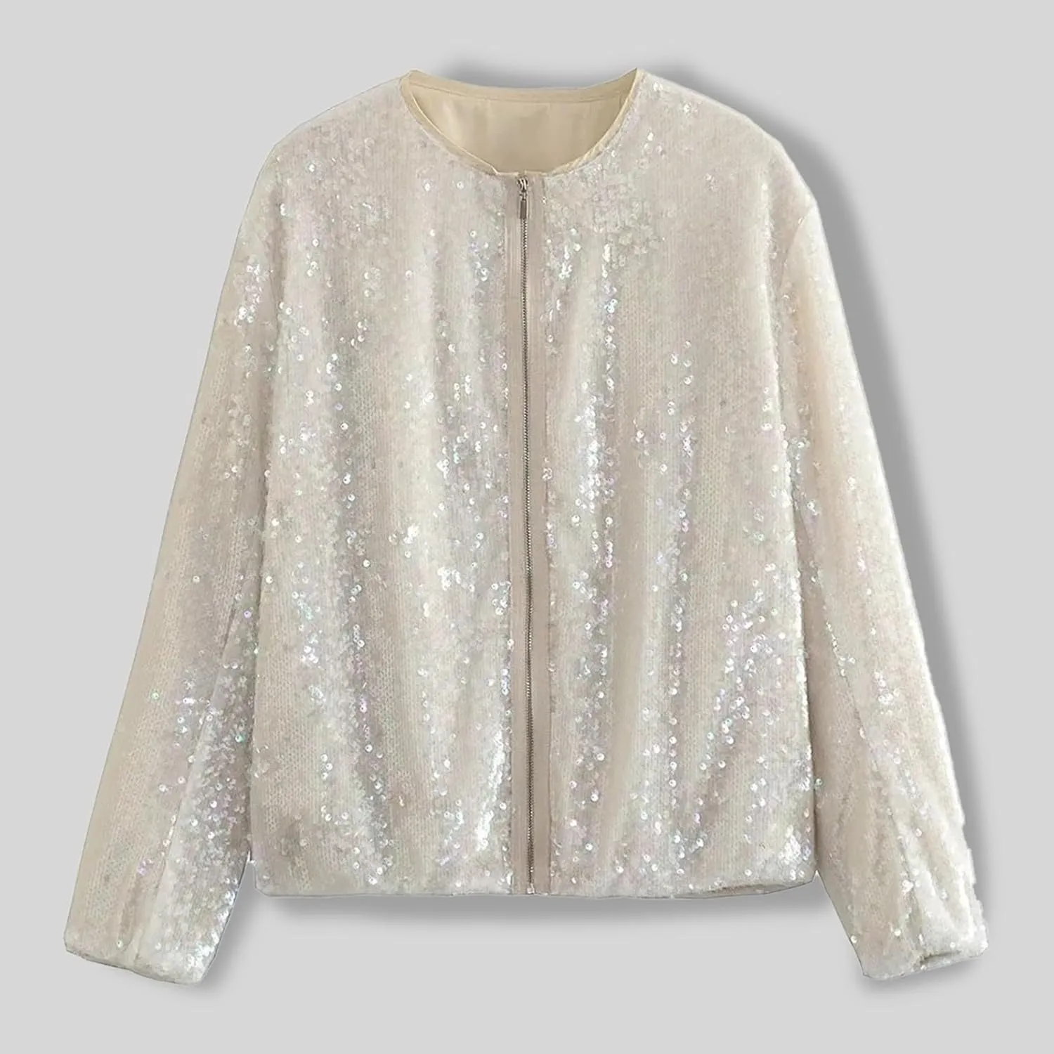 Women's Sequin Jackets Long Sleeve 2024 Winter Baseball Coats Full Zip Sweatshirts Trendy Elegant Party Outwear Tops