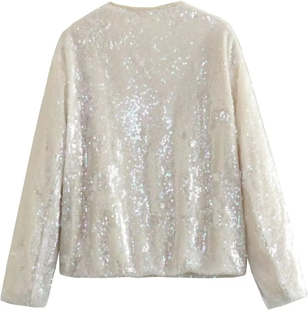 Women's Sequin Jackets Long Sleeve 2024 Winter Baseball Coats Full Zip Sweatshirts Trendy Elegant Party Outwear Tops
