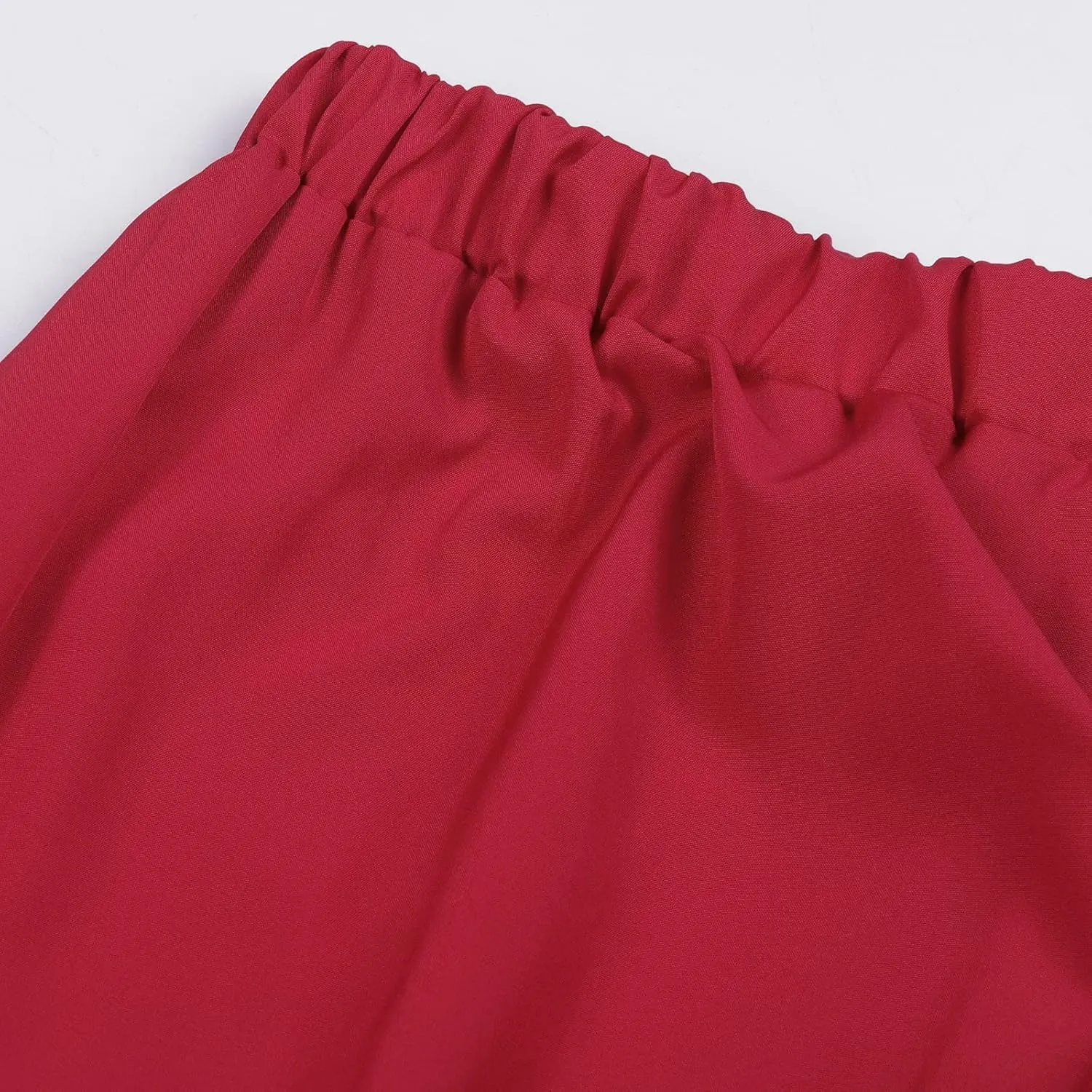 Women's Solid Color Long Skirt Elastic High Waist Pleated Maxi Skirt A Line Flowy Swing Tiered Beach Skirt