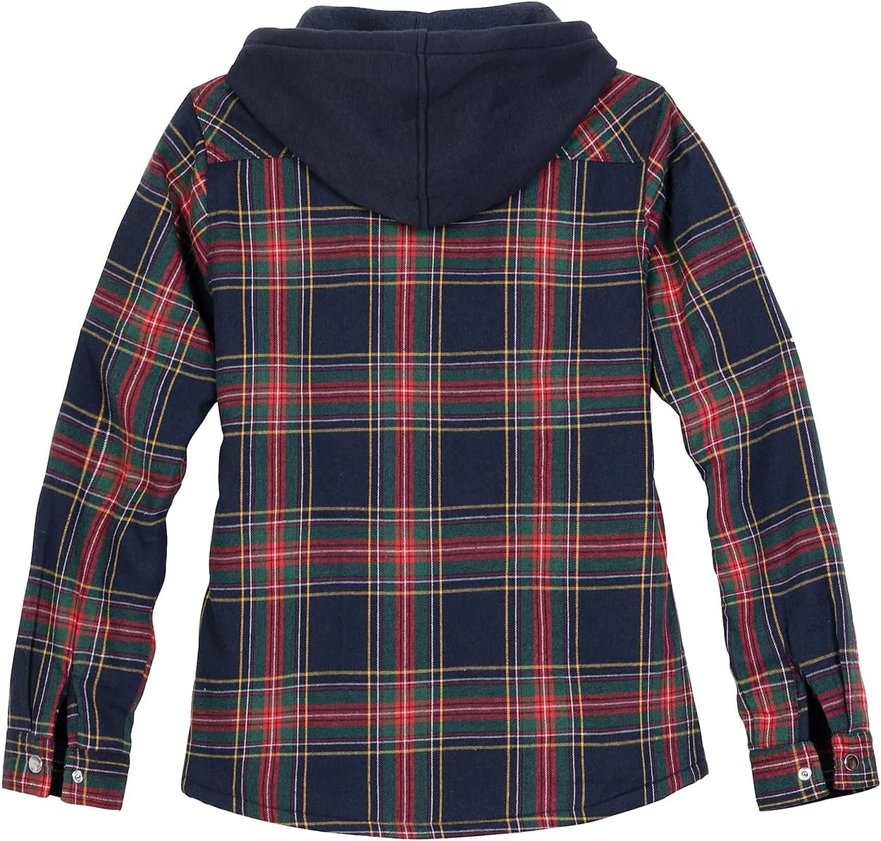ZENTHACE Women's Flannel Shirt Jacket with Hood,Sherpa Lined Plaid Shacket Jackets,Snap Button Front
